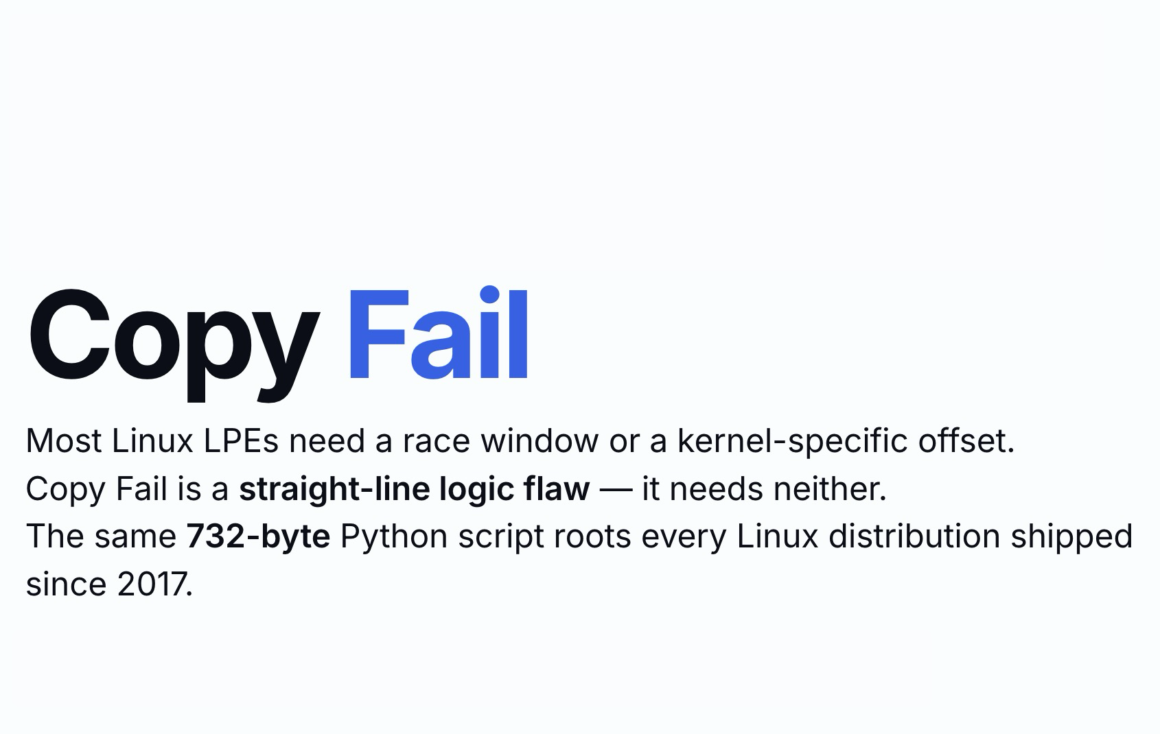 Featured image of post Mitigare la vulnerabilità 'Copy Fail' (CVE-2026-31431) con un semplice Playbook Ansible
